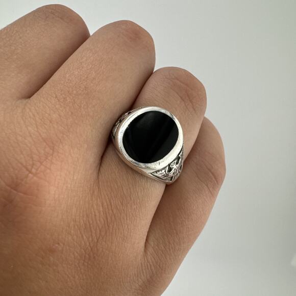 Unbranded Jewelry - Sterling Silver 925 Black Onyx Ring With Eagle Size 9.5
